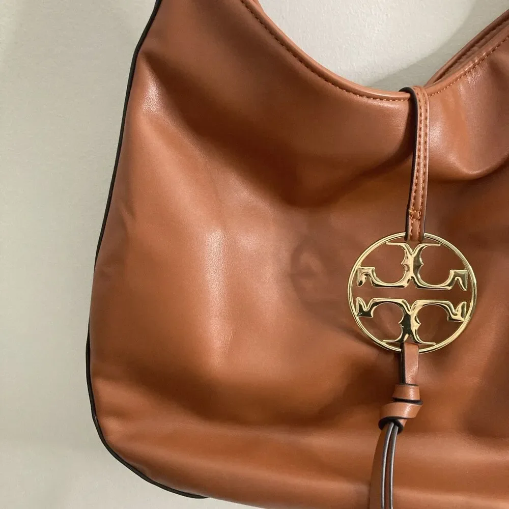 Tory Burch Metal Miller Slouchy Hobo Leather Shoulder/Crossbody Bag, Brown